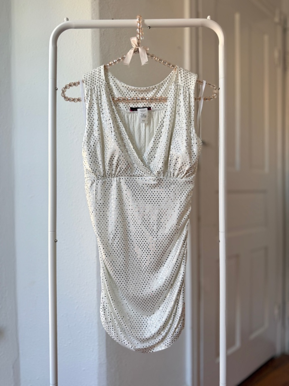 Vintage 90s/2000s Body Central white going out metallic bubble top